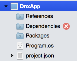 Dependencies error icon in Solution window