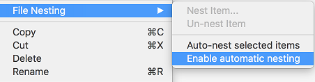 Enable automatic nesting context menu