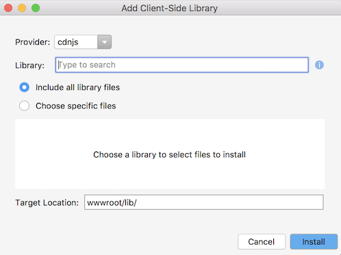 Add Client-Side Library dialog