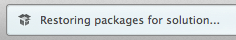 Packages being restored status bar message