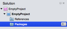 Packages folder in Solution window