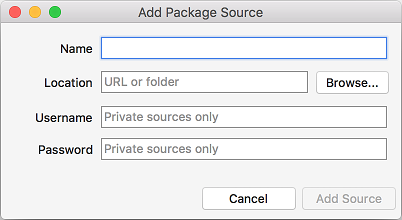 Add Package Source dialog