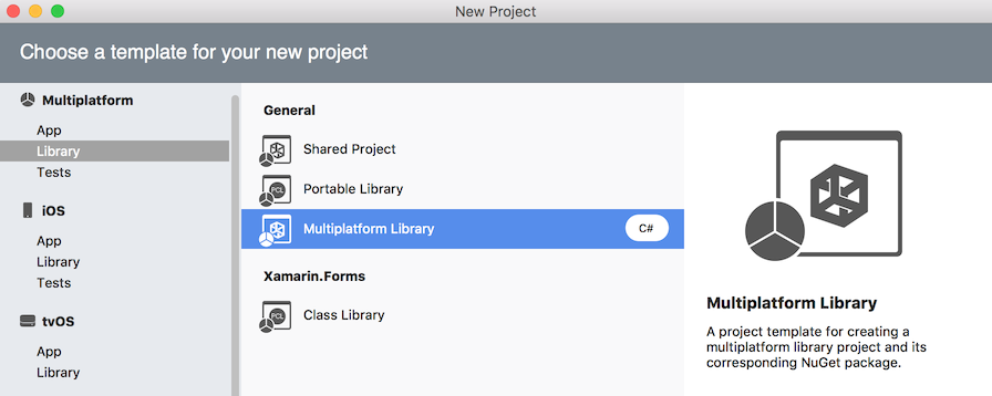 Mulitplatform Library project template in New Project dialog
