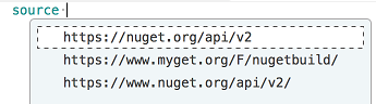 paket.dependencies file NuGet source completion