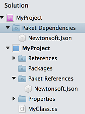 Paket folders in Solution window