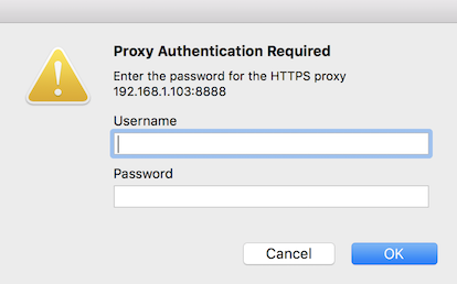 Mac proxy authentication required - credentials dialog
