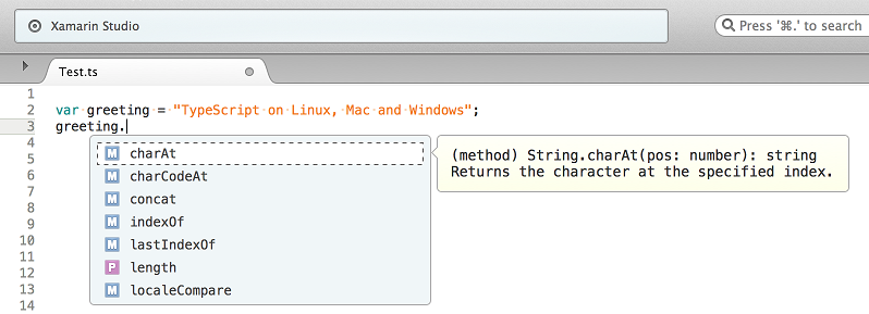 Editing TypeScript in Xamarin Studio on the Mac