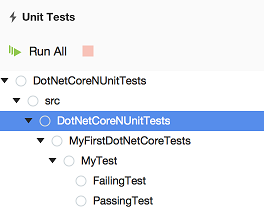 Discovered NET Core unit tests in Unit Tests window