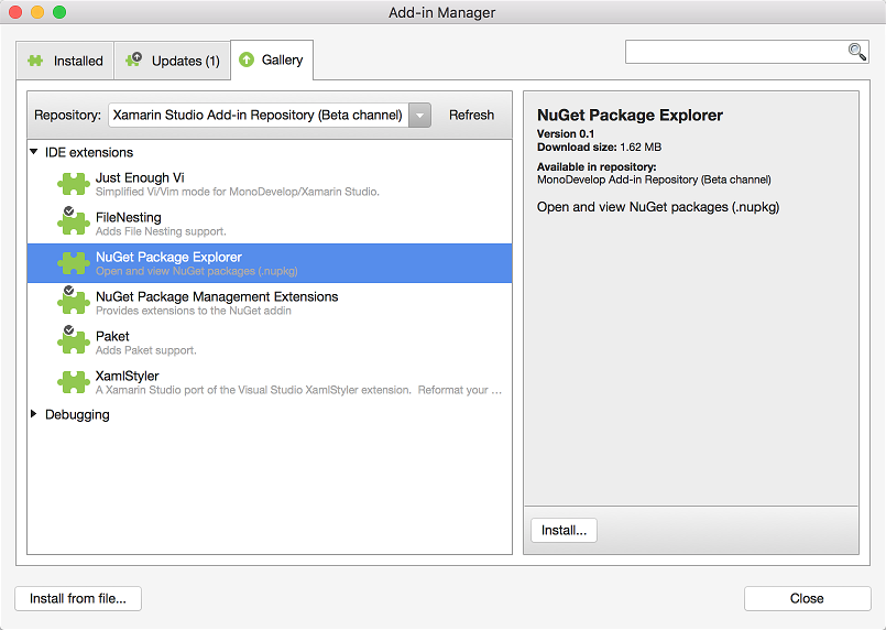 Addin Manager dialog