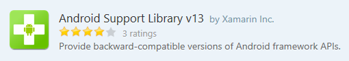 Android Support Library v13 Component in Component Store