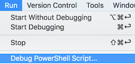Run - Debug PowerShell Script menu