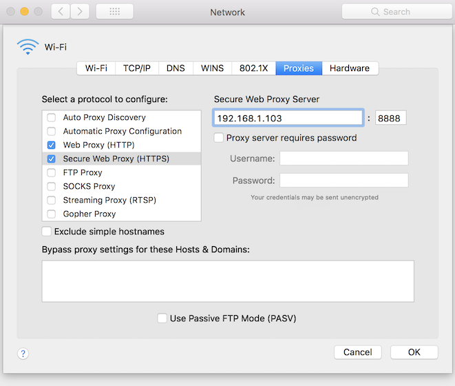 Mac web proxy settings